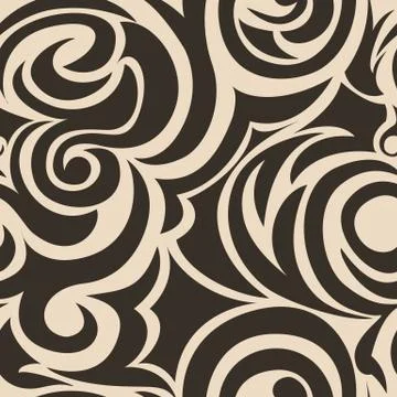 Brown seamless pattern of spirals and curls. Decorative ornament for backgrou Stock Illustration