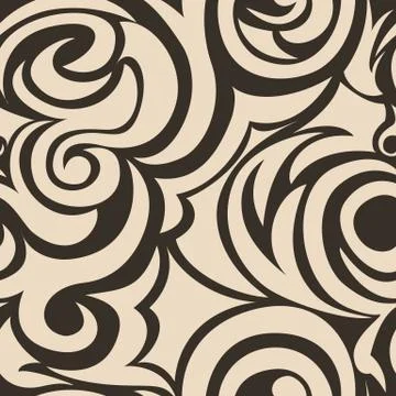 Brown seamless pattern of spirals and curls. Decorative ornament for backgrou Stock Illustration