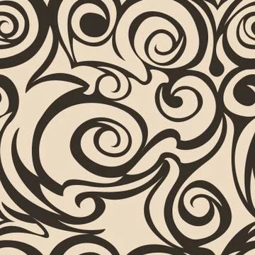 Brown seamless pattern of spirals and curls. Decorative ornament for backgrou Stock Illustration
