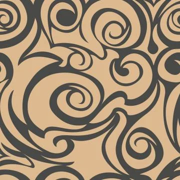 Brown seamless pattern of spirals and curls. Decorative ornament for backgrou Stock Illustration