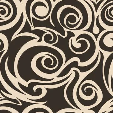 Brown seamless pattern of spirals and curls. Decorative ornament for backgrou Illustrazione stock