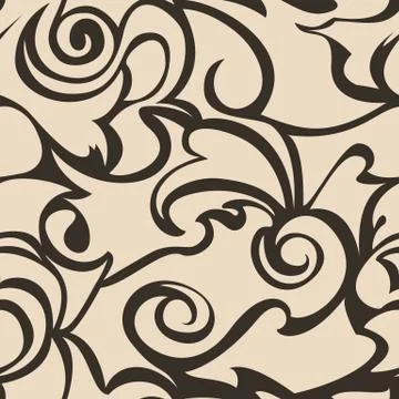 Brown seamless pattern of spirals and curls. Decorative ornament for backgrou Stock-Illustration