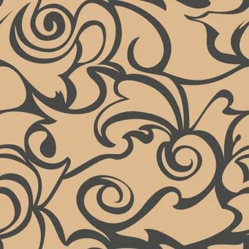 Brown seamless pattern of spirals and curls. Decorative ornament for backgrou Stock Illustration