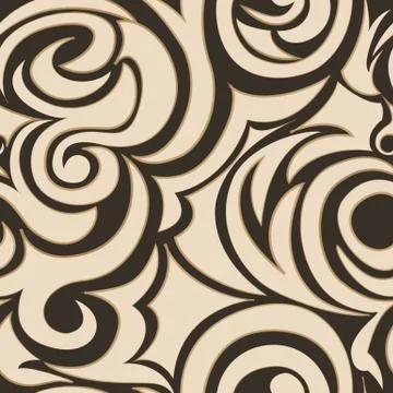 Brown seamless pattern of spirals and curls. Decorative ornament for background Stock Illustration
