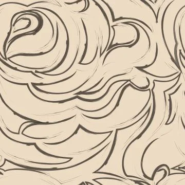 Brown seamless pattern of spirals and curls. Decorative ornament for background. Stock Illustration