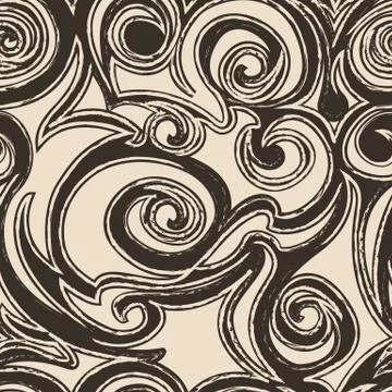 Brown seamless pattern of spirals and curls. Decorative ornament for background. Stock-Illustration