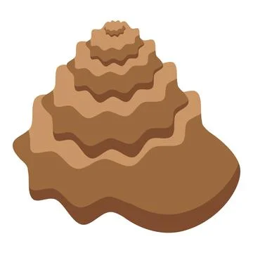 Brown seashell with wavy texture forming a spiral shape Stock Illustration