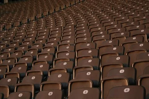 Brown seats in the Stadium. Stock Photos