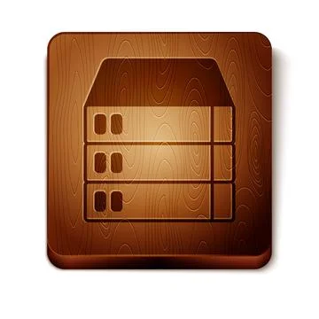 Brown Server, Data, Web Hosting icon isolated on white background. Wooden square Illustrazione stock