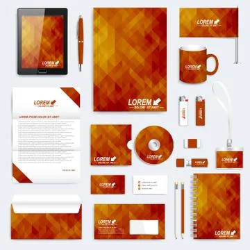 Brown set of vector corporate identity template. Modern stationery mock-up Stock Illustration