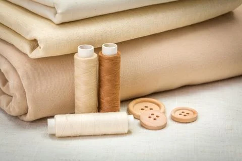 Brown sewing accessories Stock Photos