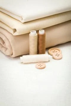 Brown sewing accessories Stock Photos
