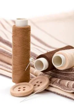 Brown sewing kit Stock Photos