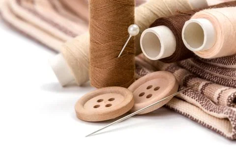 Brown sewing kit Stock Photos