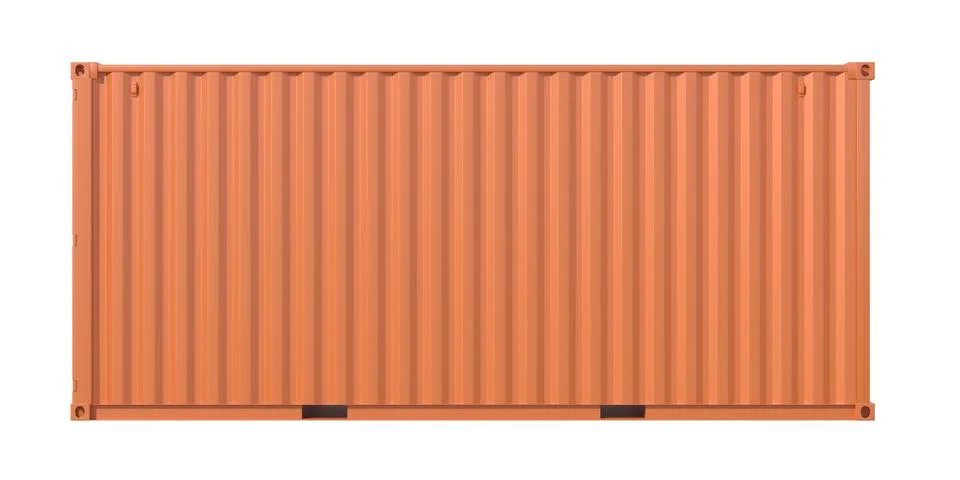 Brown ship cargo container side view 20 feet length Stock Illustration