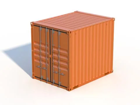 Brown ship cargo container side view 10 feet length Stock Illustration