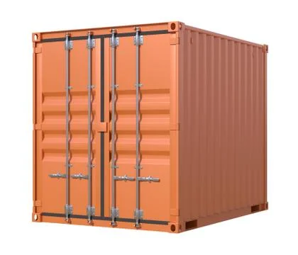 Brown ship cargo container side view 10 feet length Stock Illustration