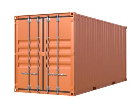 Brown ship cargo container side view 20 feet length Stock Illustration