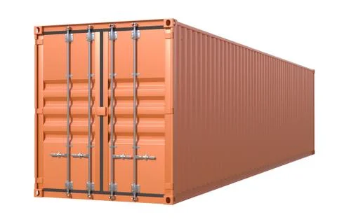 Brown ship cargo container side view 40 feet length Stock Illustration