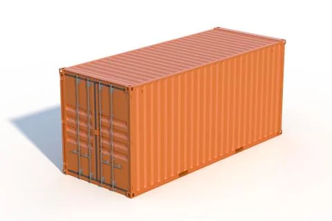 Brown ship cargo container side view 20 feet length Stock Illustration