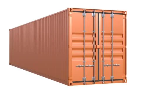 Brown ship cargo container side view 40 feet length Stock Illustration