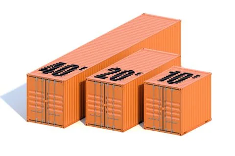 Brown ship cargo containers 10 20 and 40 feet length Stock Illustration
