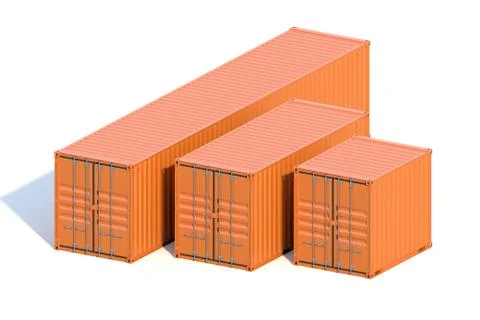 Brown ship cargo containers 10 20 and 40 feet length Stock Illustration