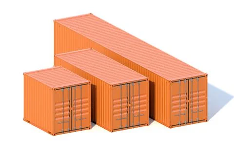 Brown ship cargo containers 10 20 and 40 feet 3D illustration Stock Illustration