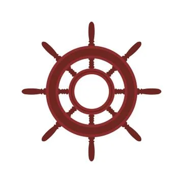 Brown ship wheel boat vector icon cruise. Nautical steering captain navigatio Illustration