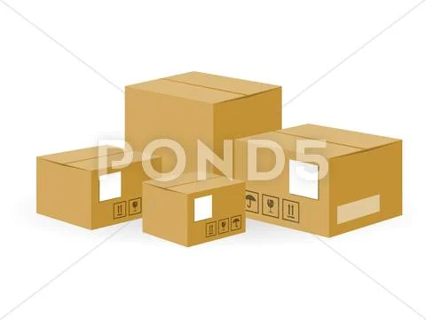 Brown Shipping Boxes Stock Illustration