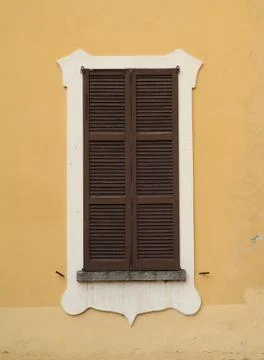 Brown Shutters Window Stock Photos