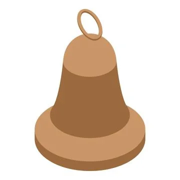 Brown simple bell ringing with metal handle isometric icon Illustration