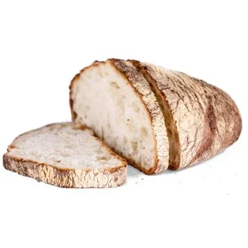 Brown sliced bread front view isolated on white background. Baked loaf organic Stock Photos