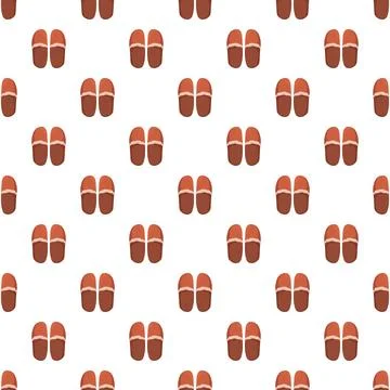 Brown slippers repeating pattern illustration seamless background Stock Illustration