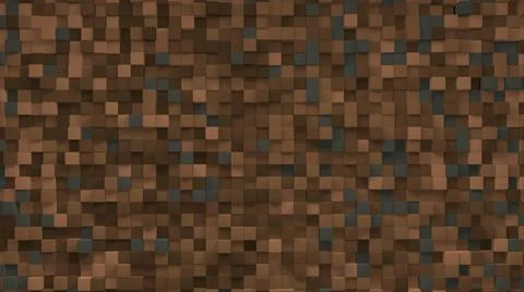 Brown small box cube random geometric background. Abstract square pixel mosai イラスト素材