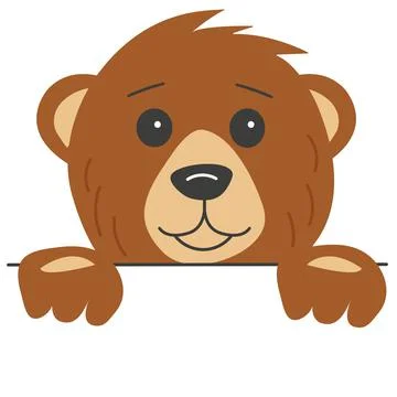 Brown smiling bear head with paws Stock Illustration