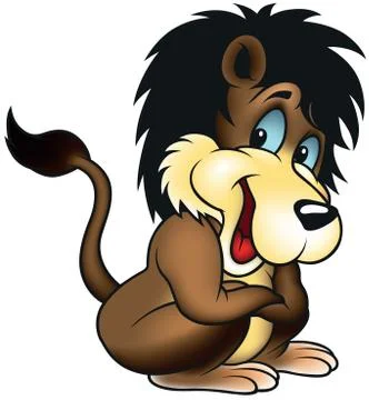 Brown Smiling Lion Stock Illustration
