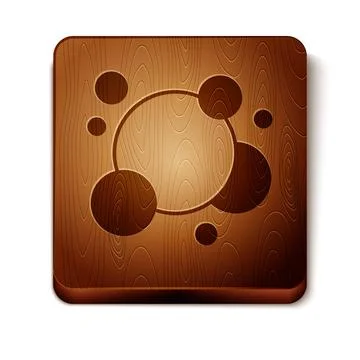 Brown Soap water bubbles icon isolated on white background. Wooden square button Stock Illustration