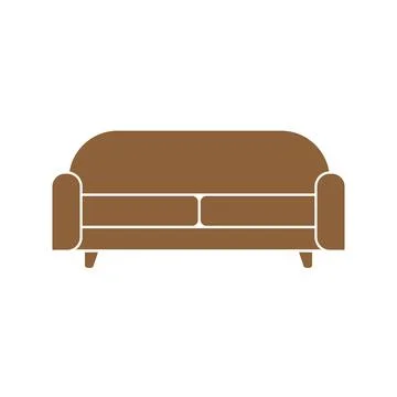 Brown Sofa icon isolated on white background. Couch for living room. Flat d.. Stock Illustration
