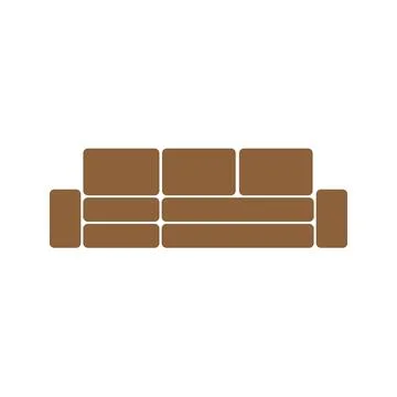 Brown Sofa icon isolated on white background. Couch for living room. イラスト素材