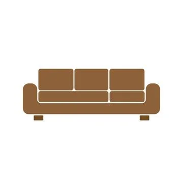 Brown Sofa icon isolated on white background. Couch for living room.Flat desi イラスト素材