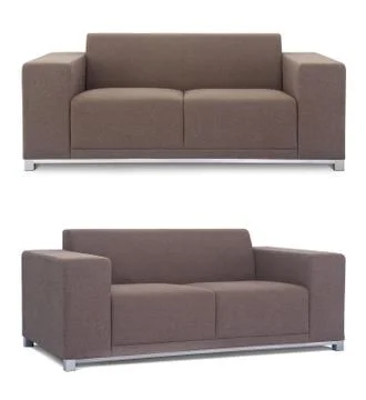 Brown Sofa on white background Stock Photos