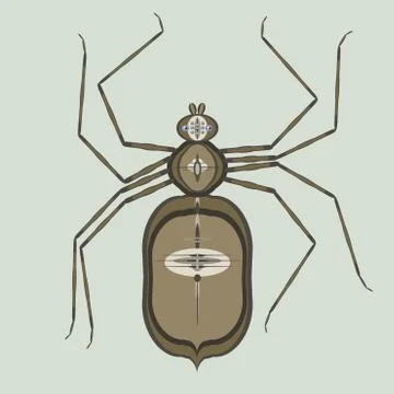 Brown spider on a light green background. Stock Illustration
