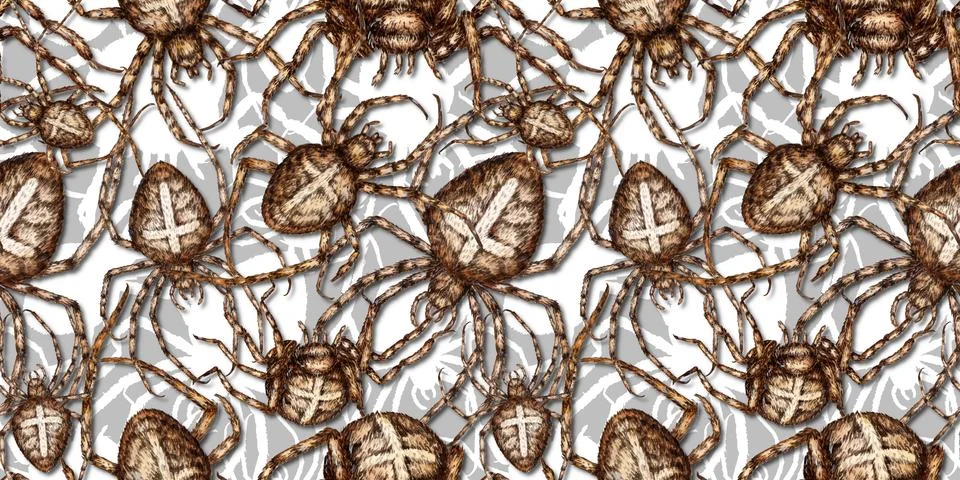 Brown spiders pattern watercolor solid Stock Illustration