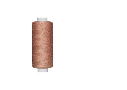 Brown spool of sewing thread isolated on white background 스톡 사진