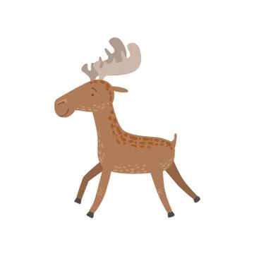 Brown Spotted Moose Running Stock Illustration