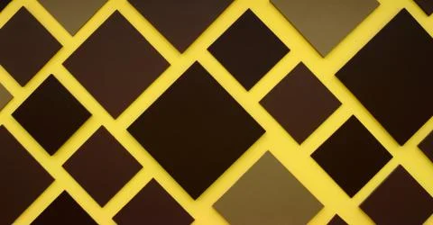 Brown square box on yellow background Stock Photos