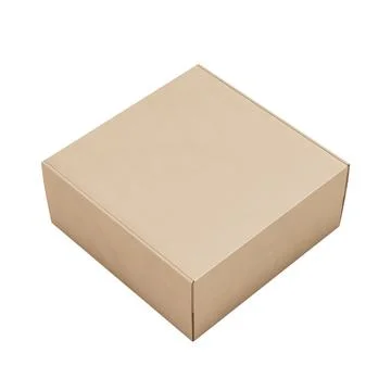 A brown Square Corrugated Box image isolated on a white background Stock Illustration