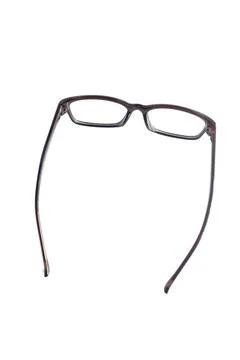 Brown square eyeglass frame in side photo isolated on white background. Stock Photos