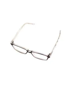 Brown square eyeglass frame in side view isolated on white background. Stock Photos